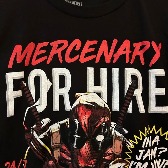 NWOT Marvel Deadpool “Mercenary for Hire” Unisex Medium Black - Picture 2 of 8
